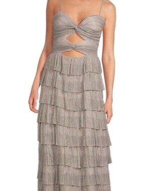 Gianni Bini Pastel Iridescent Ruffle Maxi Dress
